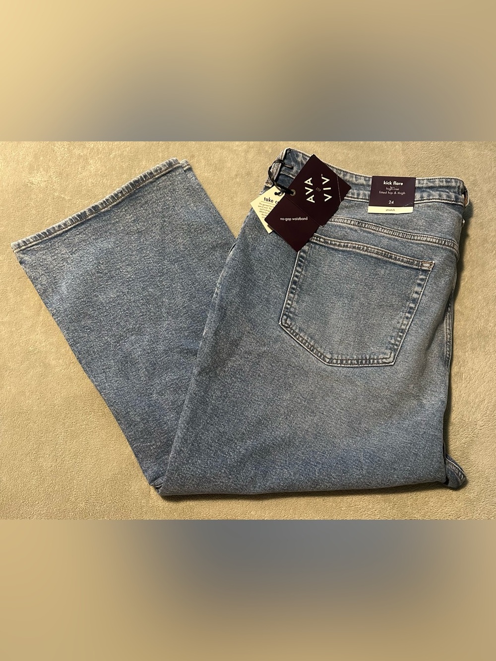 Ava & Viv Size 24 High-Rise Kick Flare Jeans - Vintage Light Wash